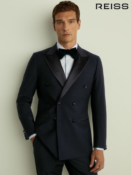 Reiss Navy Poker Db Double Breasted Tuxedo Slim Fit Jacket (582218) | €499