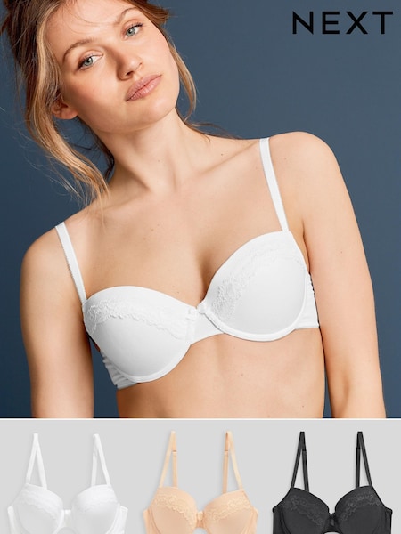 Noir/Blanc/Nu - Cotton Blend Bras 3 Pack (582600) | € 4
