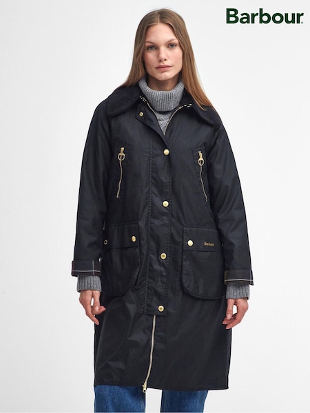 Barbour® Black 100% Cotton Ebberston Longline Archive Wax Jacket (582611) | €204
