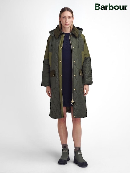 Grün - Barbour® Cookston langer Mantel mit Rautensteppung und rautiertem Muster aus 100 % Baumwolle (582667) | 198 €