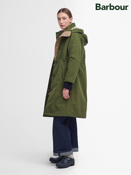 Barbour® Green Iris Waterproof 100% Cotton Longline Jacket (582905) | €217