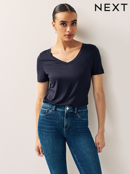כחול כהה כחול  - Slouch V-neck T-shirt (582942) | ‏28‏₪