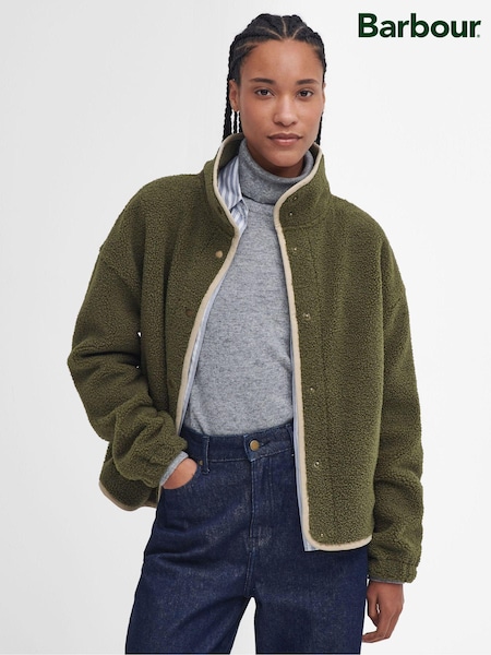 Barbour® Green Violetta Button Up 100% Cotton Borg Fleece (583004) | €69