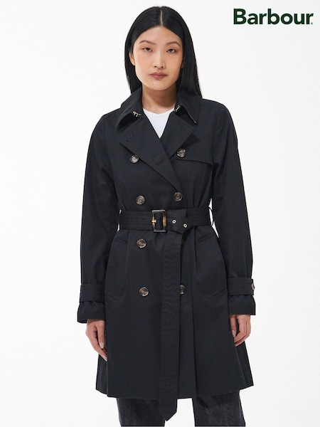 Barbour® Black Greta Showerproof Trench 100% Cotton Coat (583198) | €293