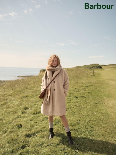 Barbour® Beige Ambani Teddy 100% Cotton Longline Coat (583268) | ₪1,556