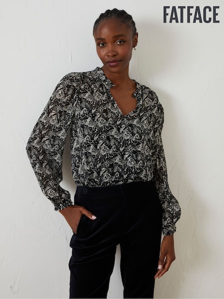 FatFace Black Charlie Abstract Butterfly Blouse (583632) | €37