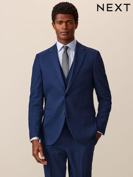 Bright Blue Slim Fit Textured Suit Jacket (583955) | LEI 432