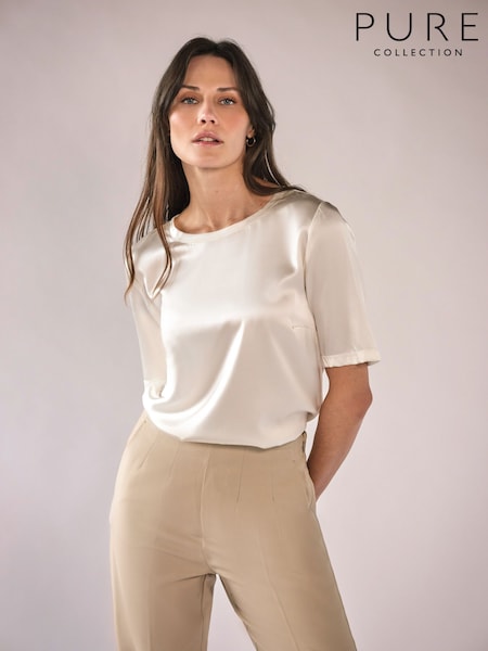 Weiß - Pure Collection Silk Front T-shirt