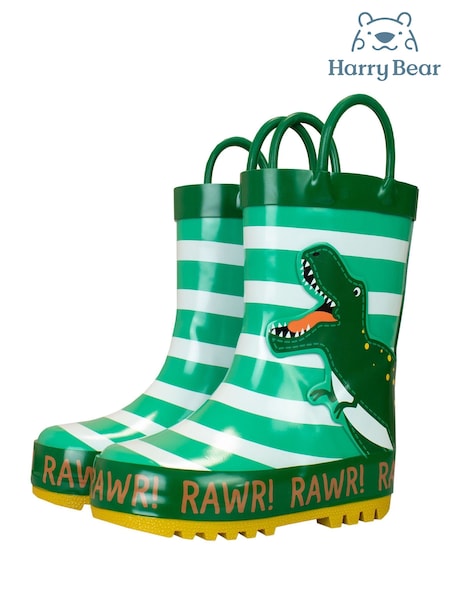 Harry Bear Green Dinosaur Printed Wellies (584131) | kr300