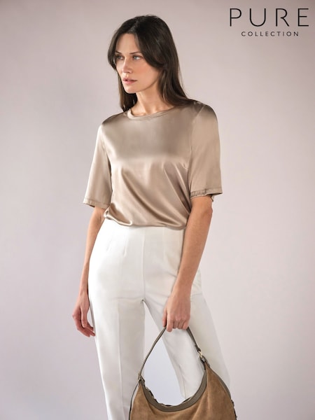 Natural - Pure Collection Silk Front T-shirt