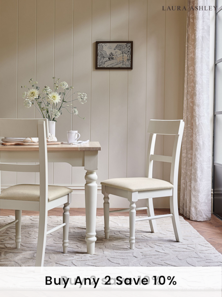 Laura Ashley Set of 2 White Dorset Upholstered Upholstered Dining Chairs (584187) | €650
