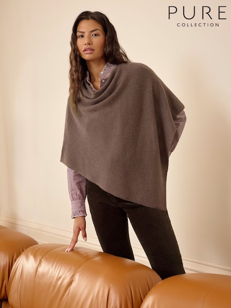 Brun foncé - Poncho Gassato en cachemire Pure Collection