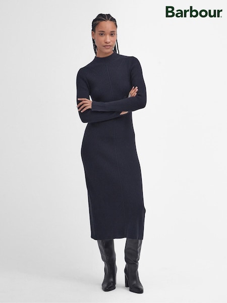 Barbour® Navy Francis Knitted 100% Cotton Midi Dress (584291) | €89