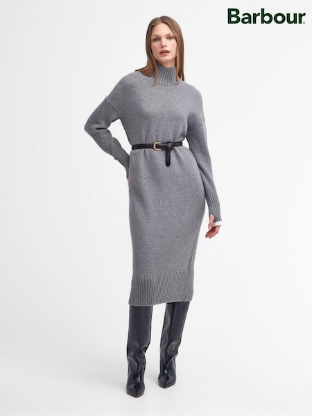 Barbour® Grey 100% Cotton Winona Chunky Knitted Midi Dress (584293) | €89