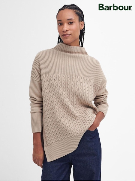 Barbour® Beige 100% Cotton Stitch Guernsey Knitted Cape Jumper (584328) | €54