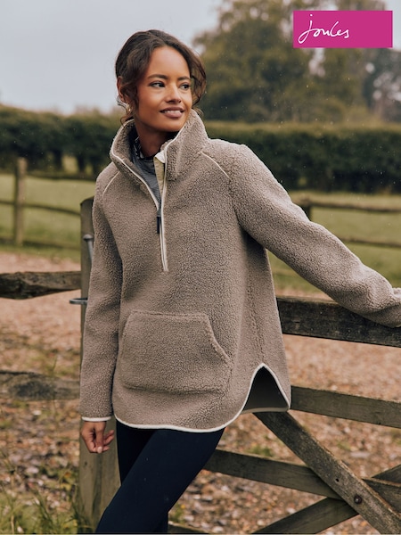 Joules Aldeburgh Grey Half Zip Borg Fleece (584846) | €61.50