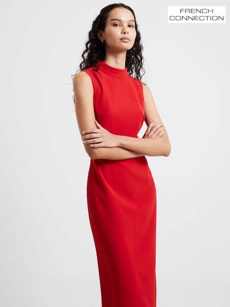 French Connection Red Echo Crepe Mock Neck Dress (584861) | €68