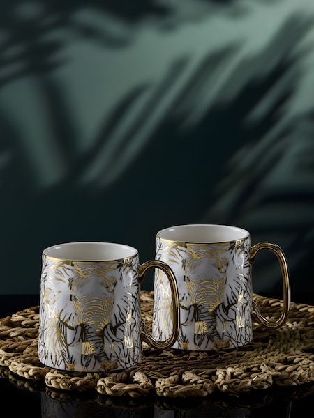 Bia International Set Of 2 Elephant Animal Mugs