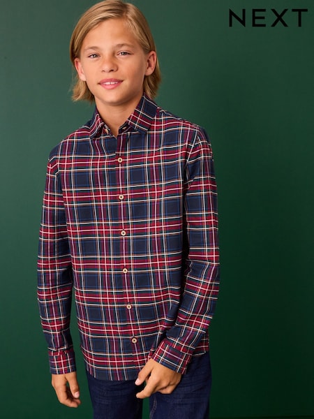 Navy Tartan 100% Cotton Long Sleeve Check Shirt (3-16yrs) (585196) | €14 - €20
