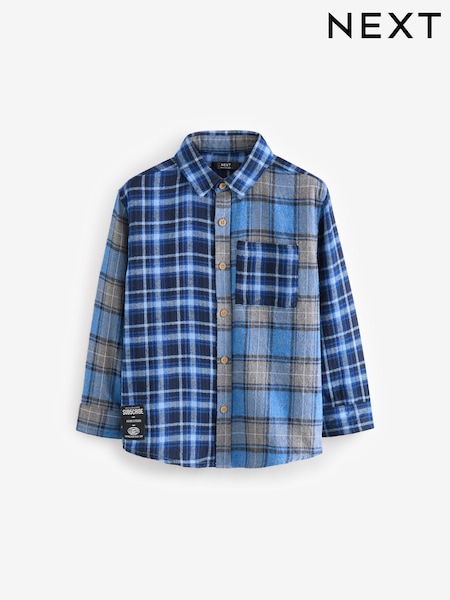 Blue Splice Check 100% Cotton Long Sleeve Check Shirt (3-16yrs) (585225) | €16 - €21