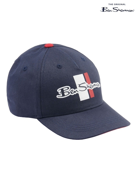 Ben Sherman Blue Mod Script 100% Cotton Baseball Cap (585571) | AED87