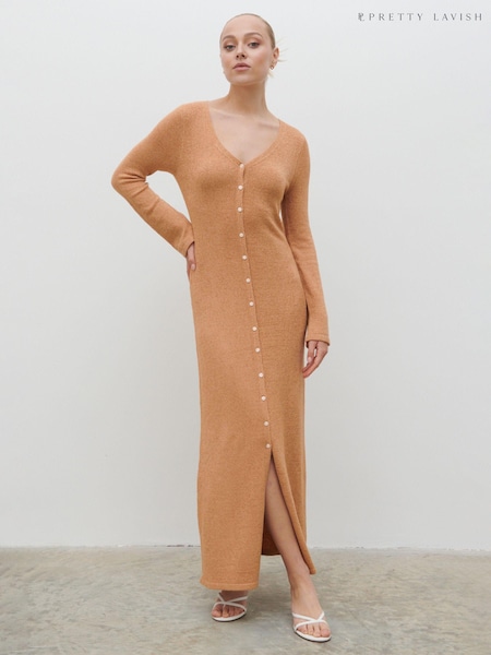 Pretty Lavish Tan Blush Hazel Knit Maxi Dress (585632) | €41.50