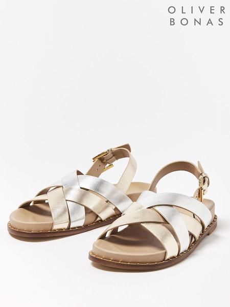 Oliver Bonas Metallic Mixed Studded Leather Sandals (585736) | 46 €