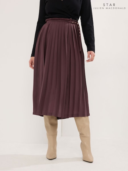 Brown - Star By Julien Macdonald Buckle Detail Pleated Skirt