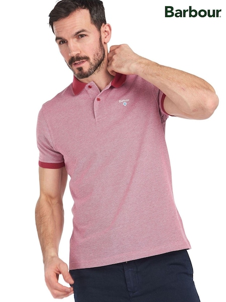 Barbour® Red 100% Cotton Mens Sports Polo Shirt (585825) | 222 QAR