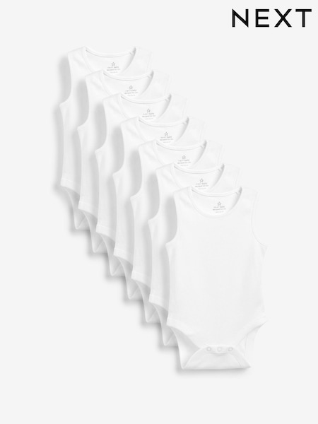 White 7 Pack Baby Vest Bodysuits (585931) | €17 - €20