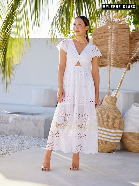 Myleene Klass Broderie White Maxi Dress (585958) | 340 LEI