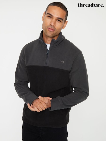 Threadbare Black/ Slate Two Tone Quarter Zip Fleece Jumper (585968) | €26
