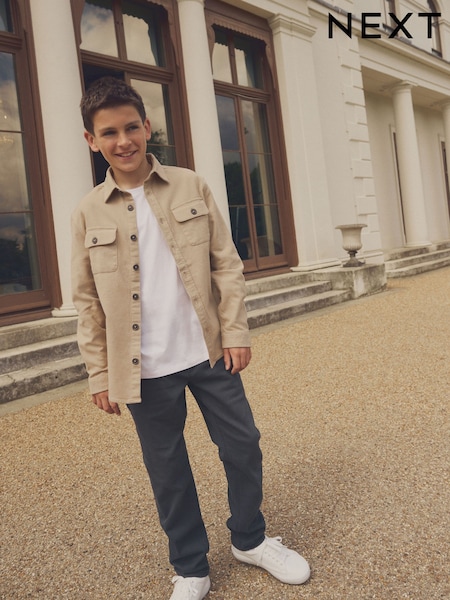 Neutral Plain 100% Cotton Overshirt (3-16yrs) (586125) | €18 - €23