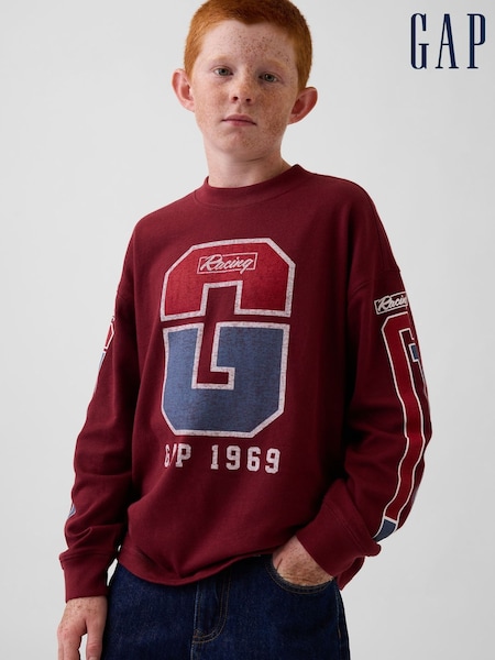 Red - Gap Heavyweight Oversized Graphic T-shirt (4-13yrs)