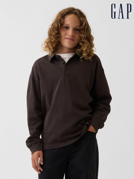 Brown - Gap Heavyweight Relaxed Polo Shirt (4-13yrs)