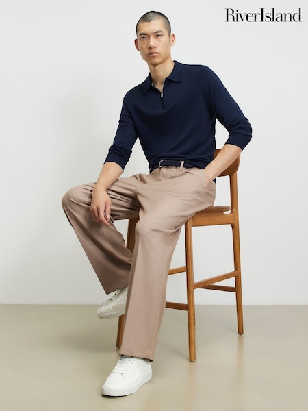 Blue - Regular River Island Slim Fit Essential Polo Shirt