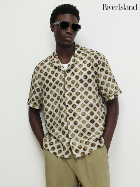 Grön - Regular River Island Regular Fit Dotted Shirt