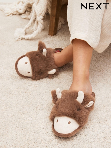Brown Hamish The Highland Cow Mule Slippers (586626) | €11
