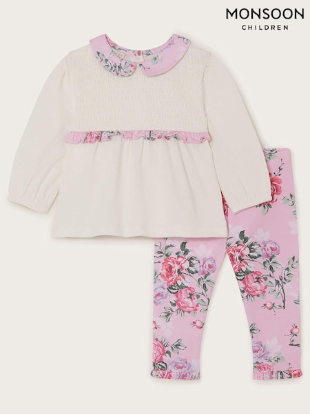 Monsoon Pink Newborn Floral 100% Cotton Shirt Set (586647) | € 17