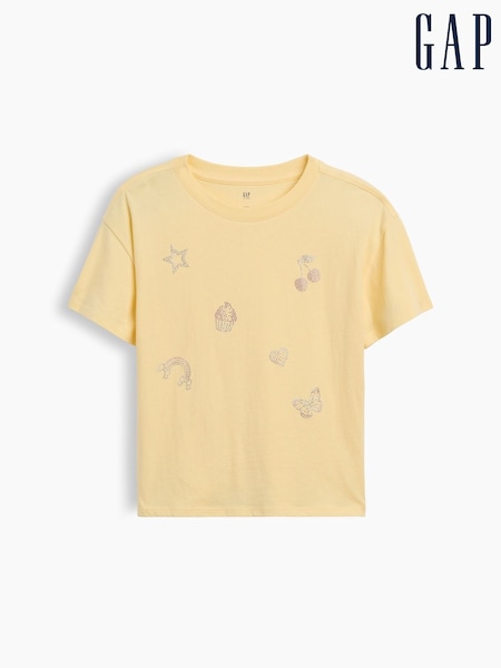 Yellow - Gap Oversized Graphic T-shirt (4-13yrs)