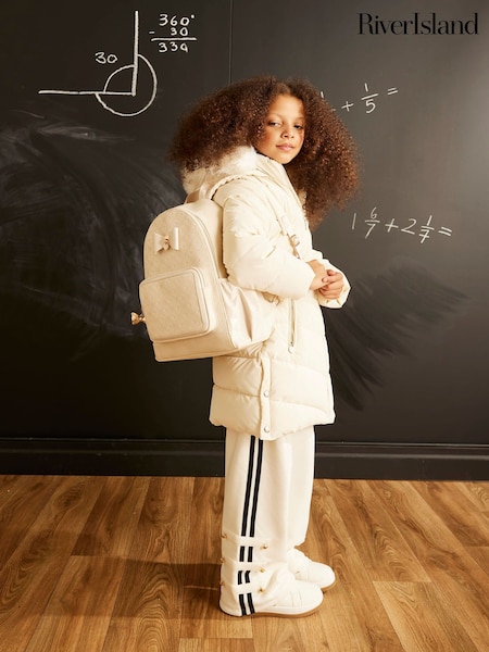 Cream - River Island Embossed Bow Backpack