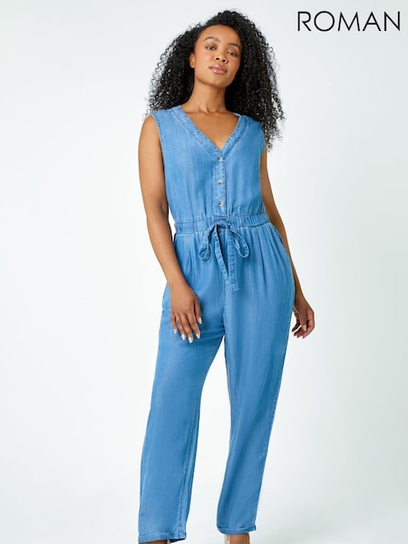 Roman Blue Petite Stretch Denim Pocket Jumpsuit (586867) | €39