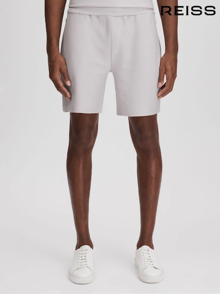 Reiss Silver Hester Textured Cotton Drawstring Shorts (586876) | AED490
