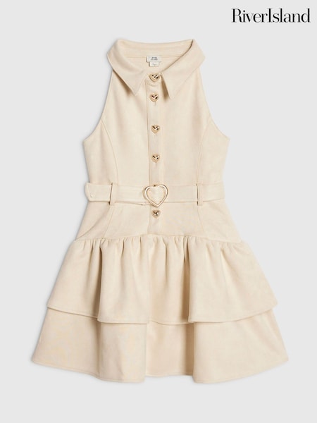 Cream - River Island Halter Suede Rara Dress