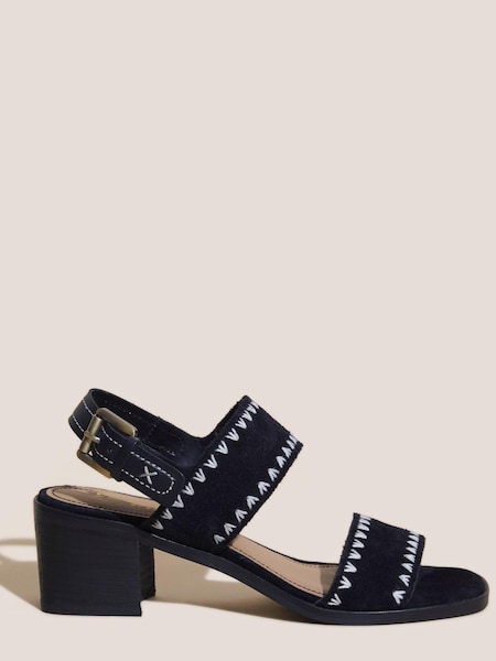 White Stuff Whipstitch Block Heel Black Sandals (587070) | €47.50