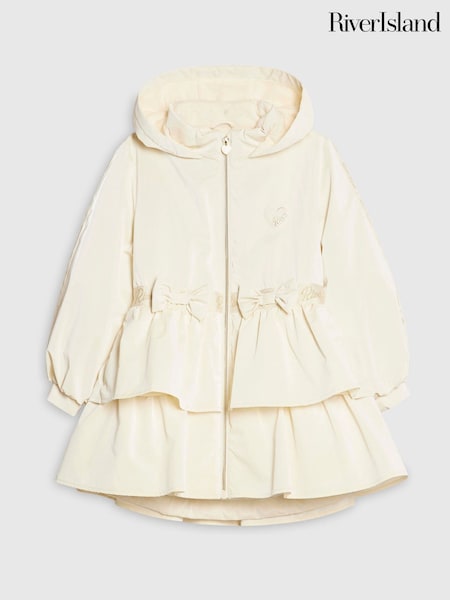 Cream - River Island Frill Bow Raincoat