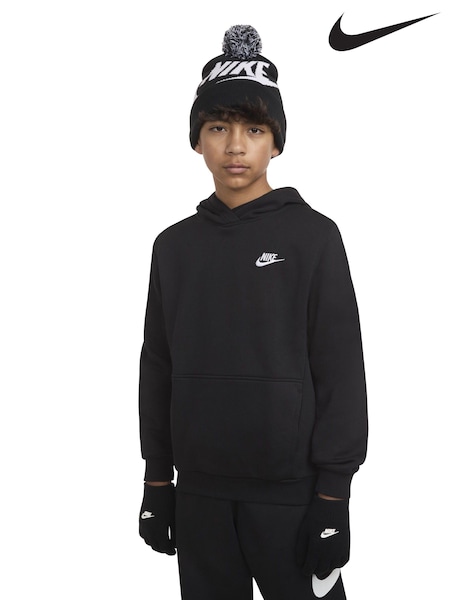 Nike Black Swoosh Pom Beanie Hat and Gloves Set (587401) | LEI 91
