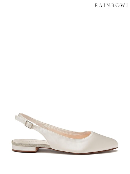 Rainbow Club Cream Wedding Alise Slingback Satin Bridal Pumps (587769) | AED230