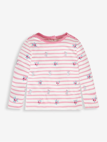 JoJo Maman Bébé Cream Girls' Mouse Embroidered Top (587813) | €27