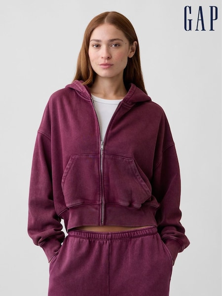 Burgundy Red - Gap Vintagesoft Wedge Zip-up Hoodie